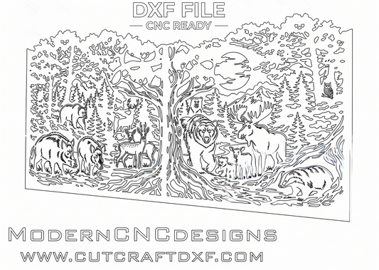 CNC ready DXF vector pattern for metal gate, nature silhouette design for waterjet cutting