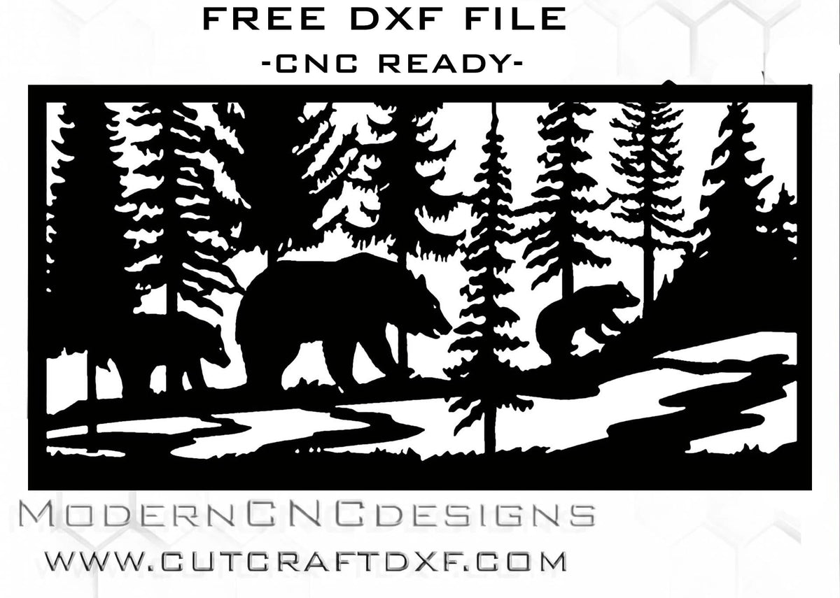 Forest Sign Dxf File Free DXF File: Bear Forest Fence Panel Design | CNC Ready – CutCraftDXF