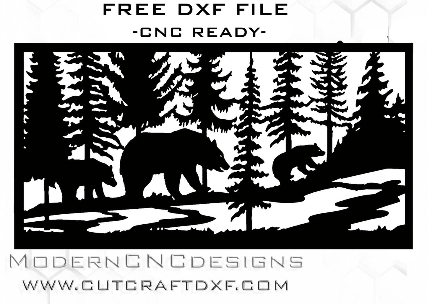 Free DXF File: Bear Forest Fence Panel Design | CNC Ready Download