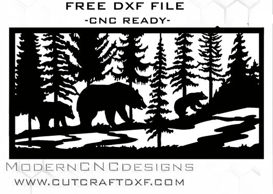 Free DXF File: Bear Forest Fence Panel Design | CNC Ready Download