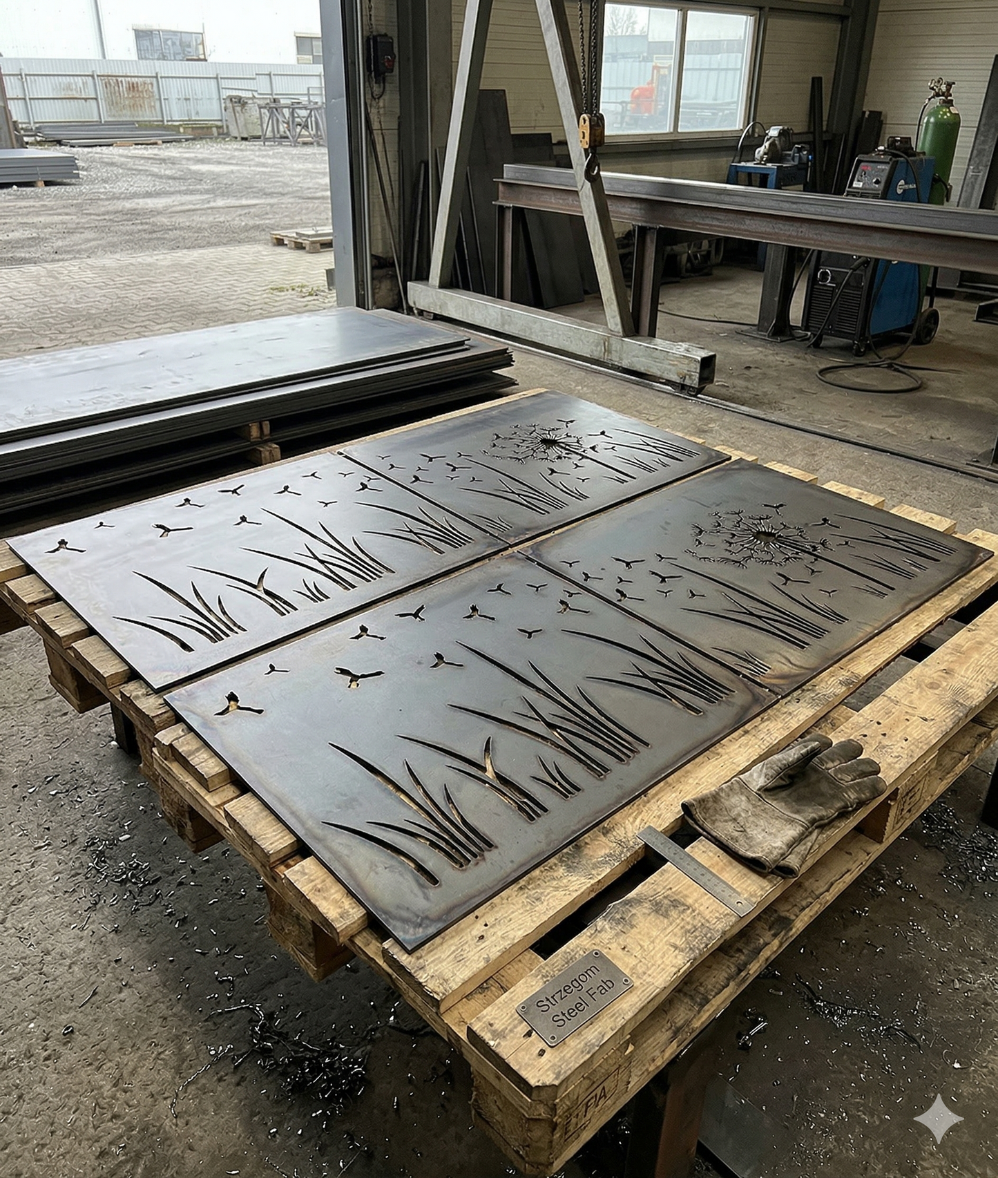 Sliding gate pattern Wolf, butterfly ,dandelion - Laser CNC plasma Cutting panels DXF