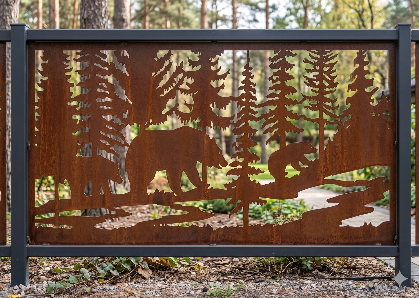 Free DXF File: Bear Forest Fence Panel Design | CNC Ready Download