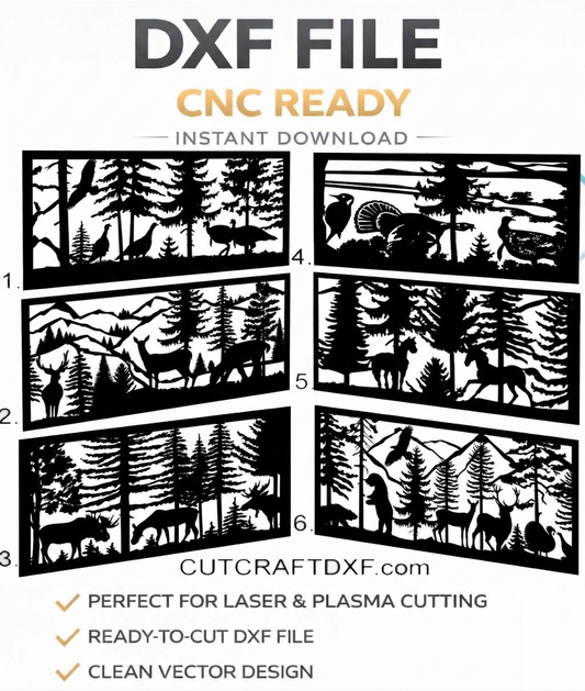 Forest Animals DXF Bundle for CNC | Deer Bear Moose Gate Design