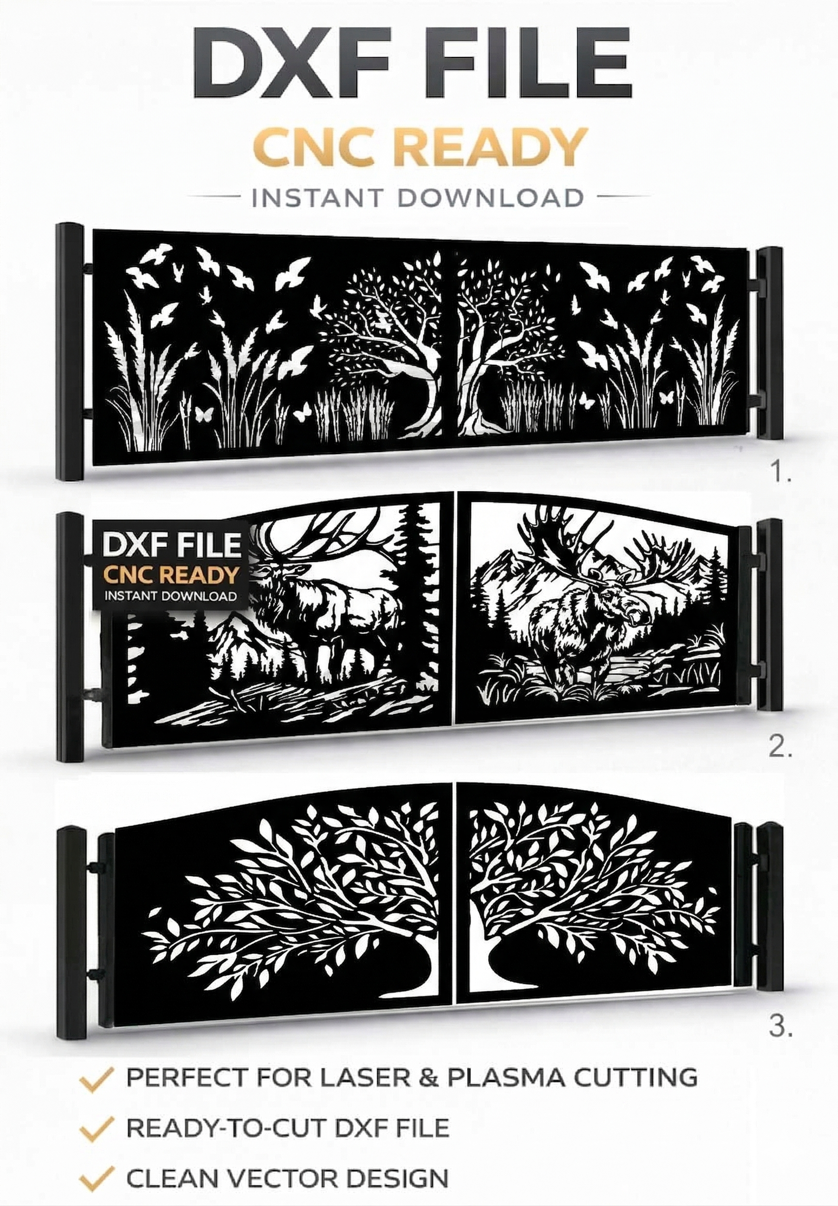 Deer Forest Gate DXF | Laser Plasma Swing – CutCraftDXF