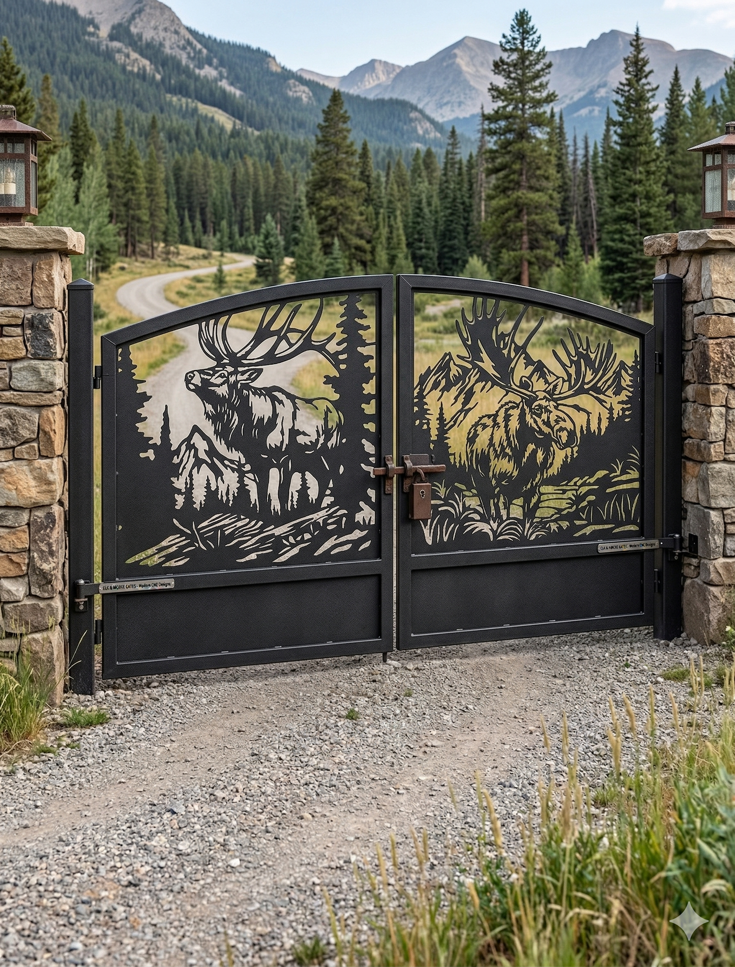 TREE Gate – Deer & Forest Pattern DXF Files for Laser & Plasma Cutting Swing gate