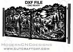 Bear and wild boar wildlife forest scene DXF for CNC laser plasma driveway gate