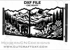 Bear mountain and edelweiss wildlife gate DXF CNC plasma design and vector