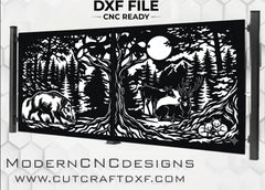 Majestic deer boar and foxes woodland landscape CNC gate DXF laser plasma cut