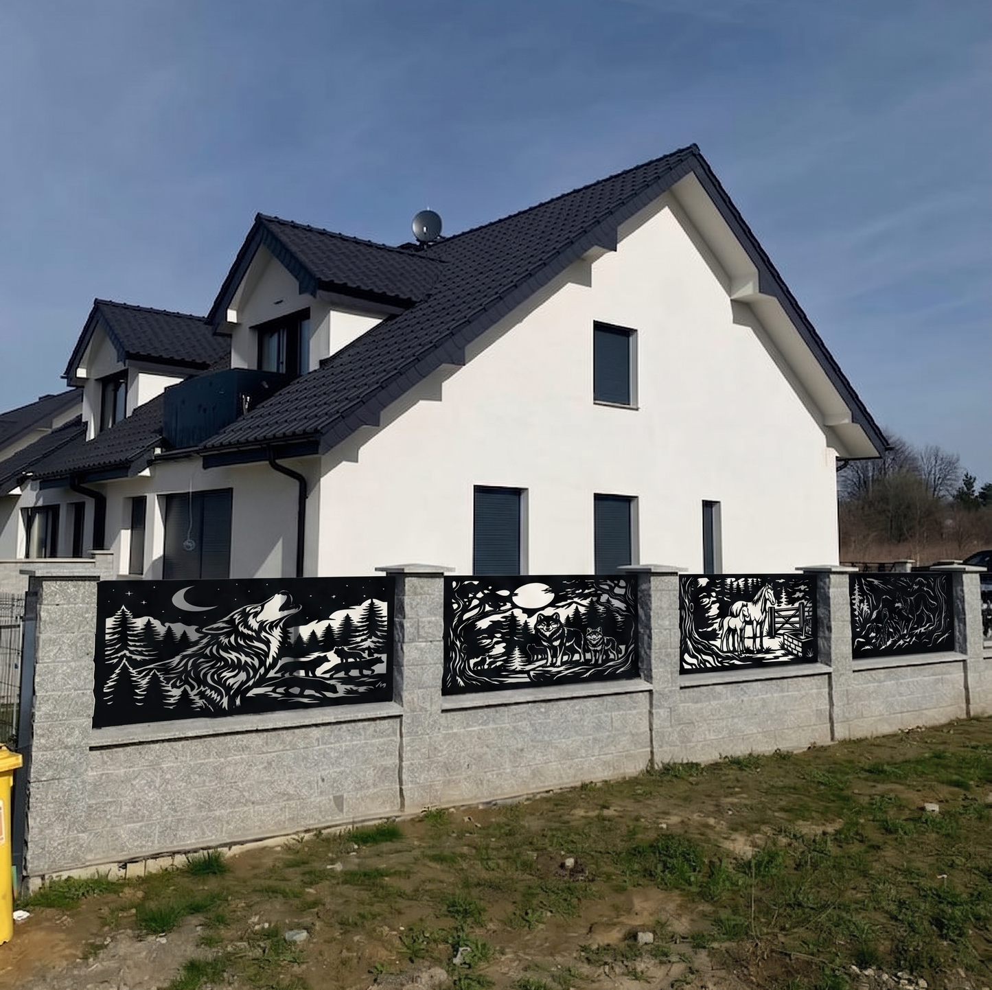Custom metal fence panels with wildlife CNC designs - decorative privacy screens for garden and house - laser cut forest patterns