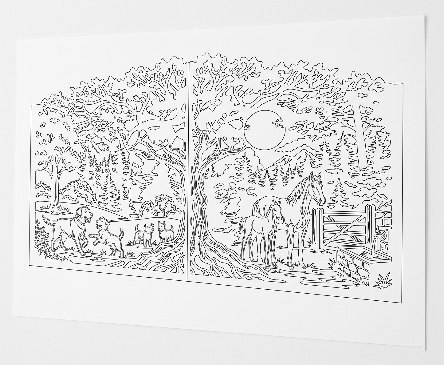 Horse & Dog Wildlife Gate DXF – Nature Forest Scene – CNC Laser & Plasma Ready Design