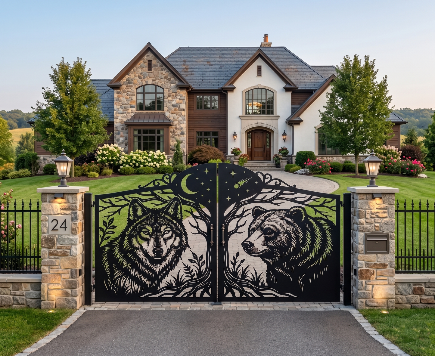 WOLF & BEAR Wildlife Gate DXF – CNC Laser & Plasma Cut Project