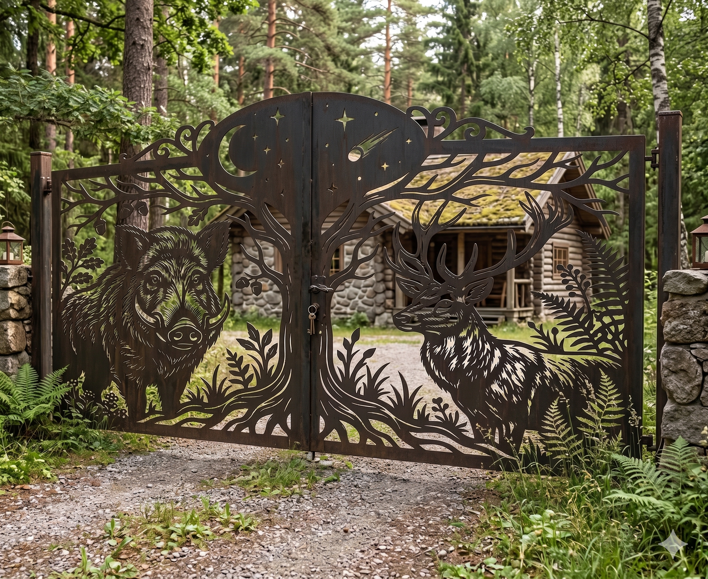BOAR & DEER Wildlife Gate DXF – CNC Laser & Plasma Cut Project