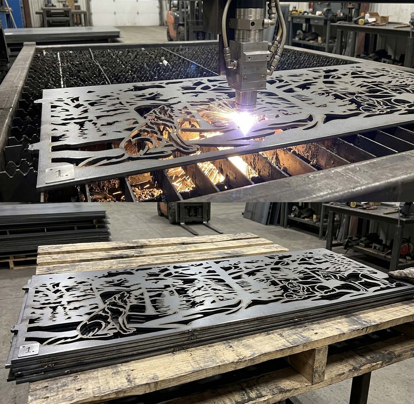 CNC Gate DXF File – Wolf Metal Gate Design for Laser & Plasma Cutting
