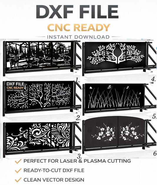 Sliding Gate DXF | Modern Tree & Moose CNC Pattern Laser CNC plasma Cutting