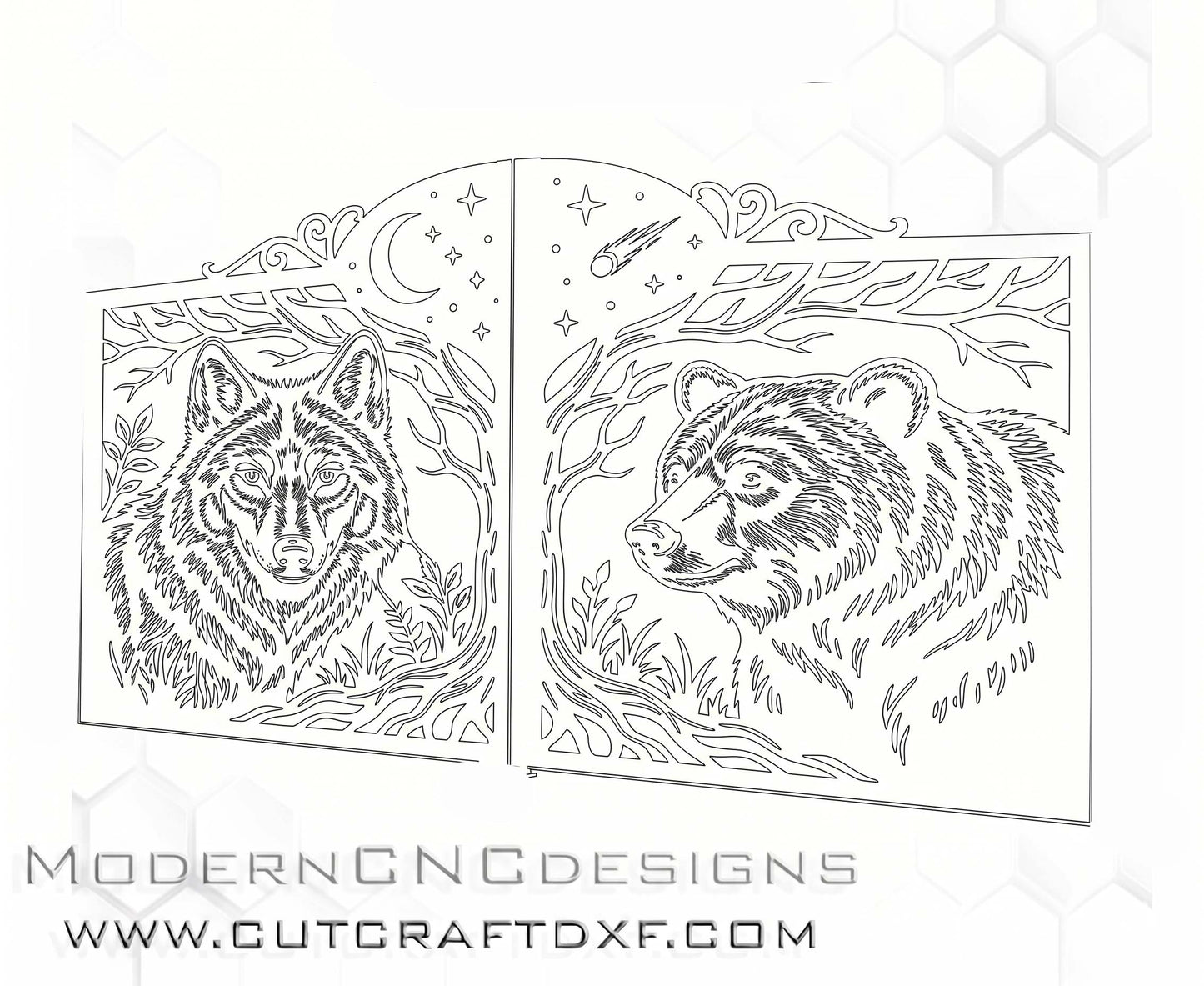 WOLF & BEAR Wildlife Gate DXF – CNC Laser & Plasma Cut Project