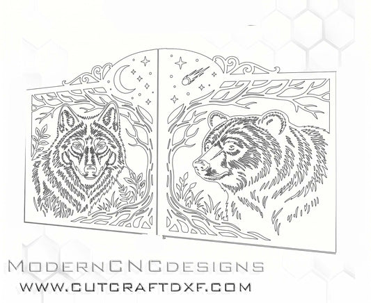 WOLF & BEAR Wildlife Gate DXF – CNC Laser & Plasma Cut Project