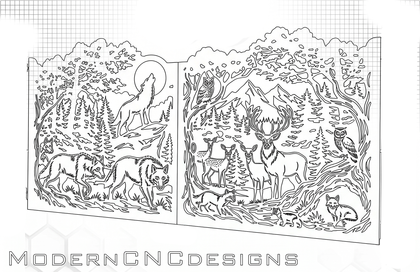 CNC ready vector drawing for metal fabrication, wildlife themed gate panels DXF digital download
