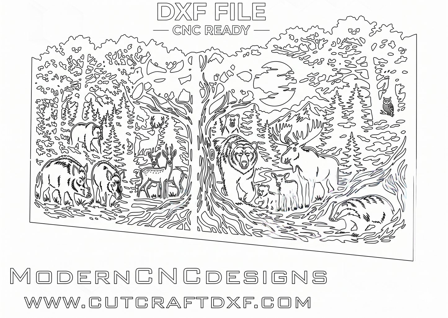 CNC ready DXF vector pattern for metal gate, nature silhouette design for waterjet cutting
