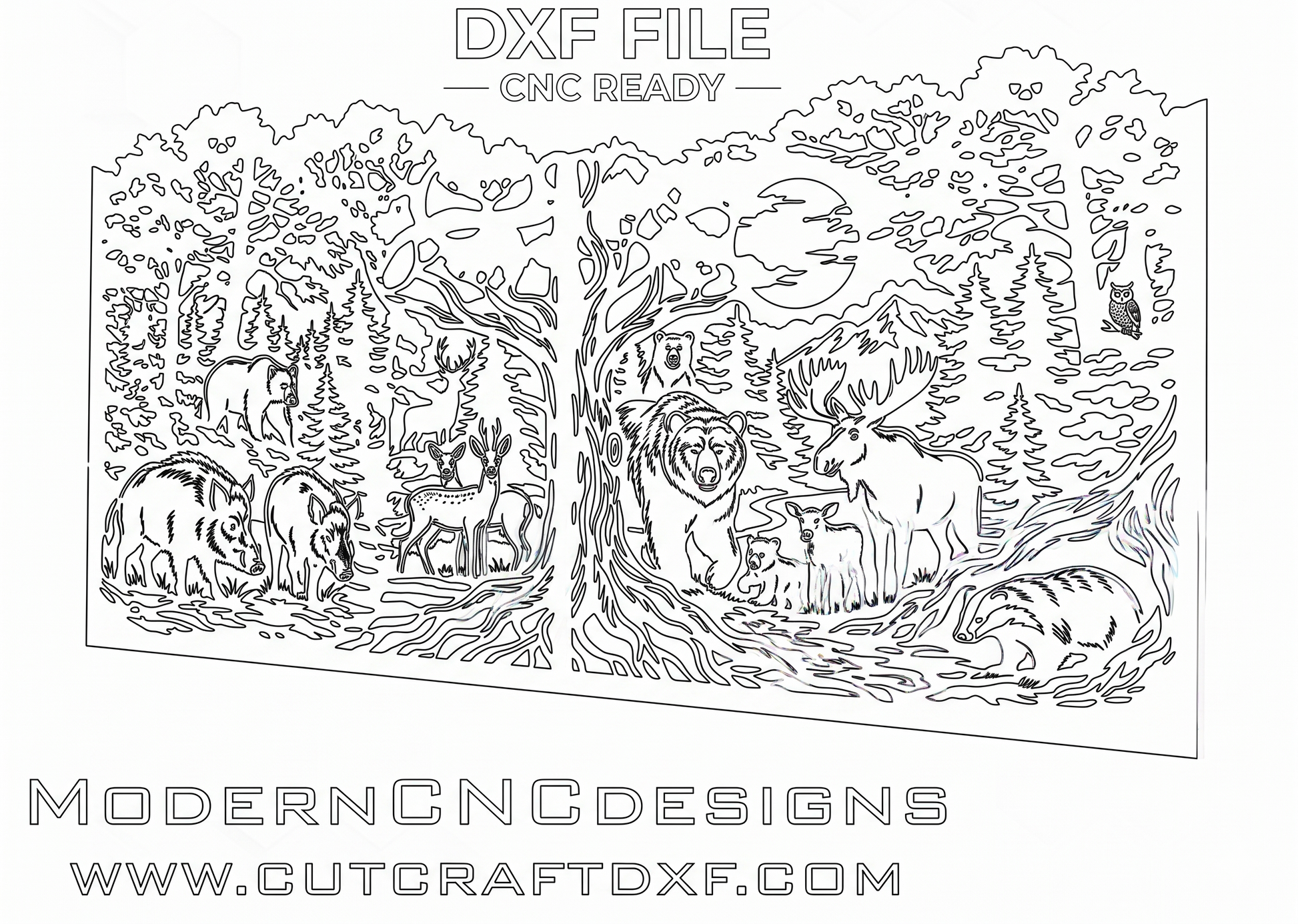 CNC ready DXF vector pattern for metal gate, nature silhouette design for waterjet cutting